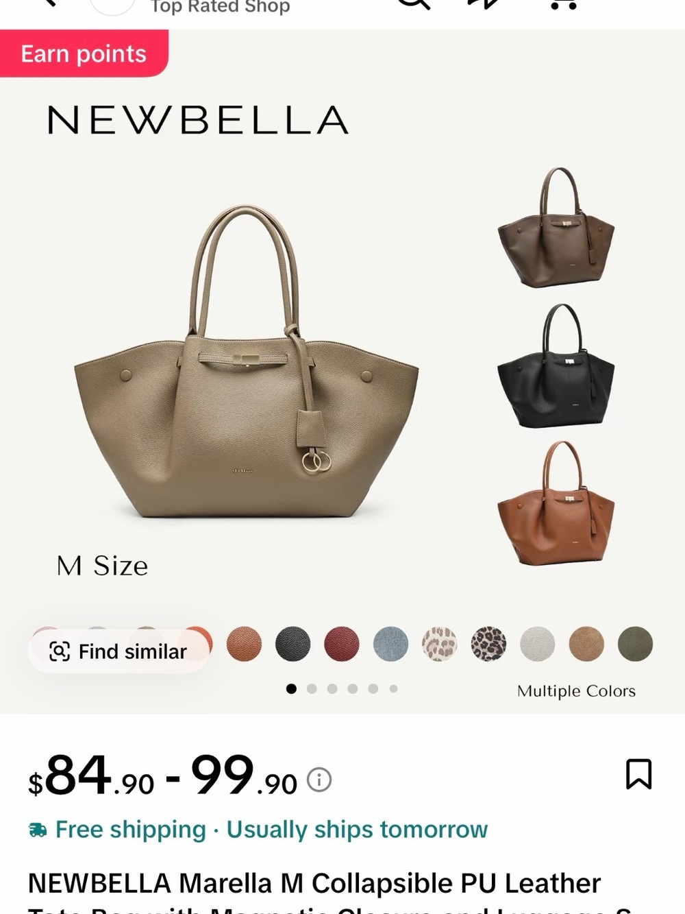 Newbella Marella M Collapsible Tote in Taupe